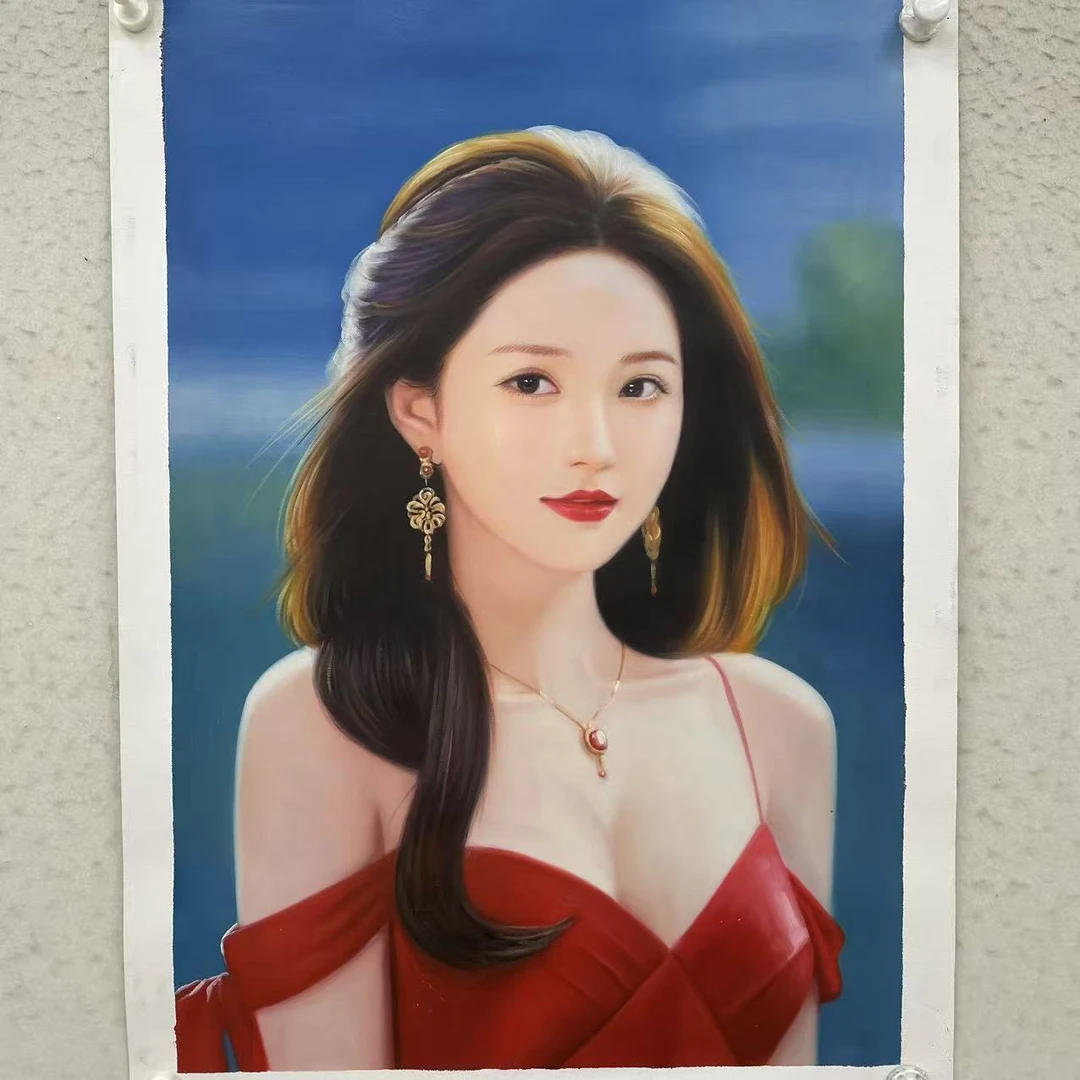 林彦新***中国新娘-大波浪-约60*90厘米-手绘油画-麻布