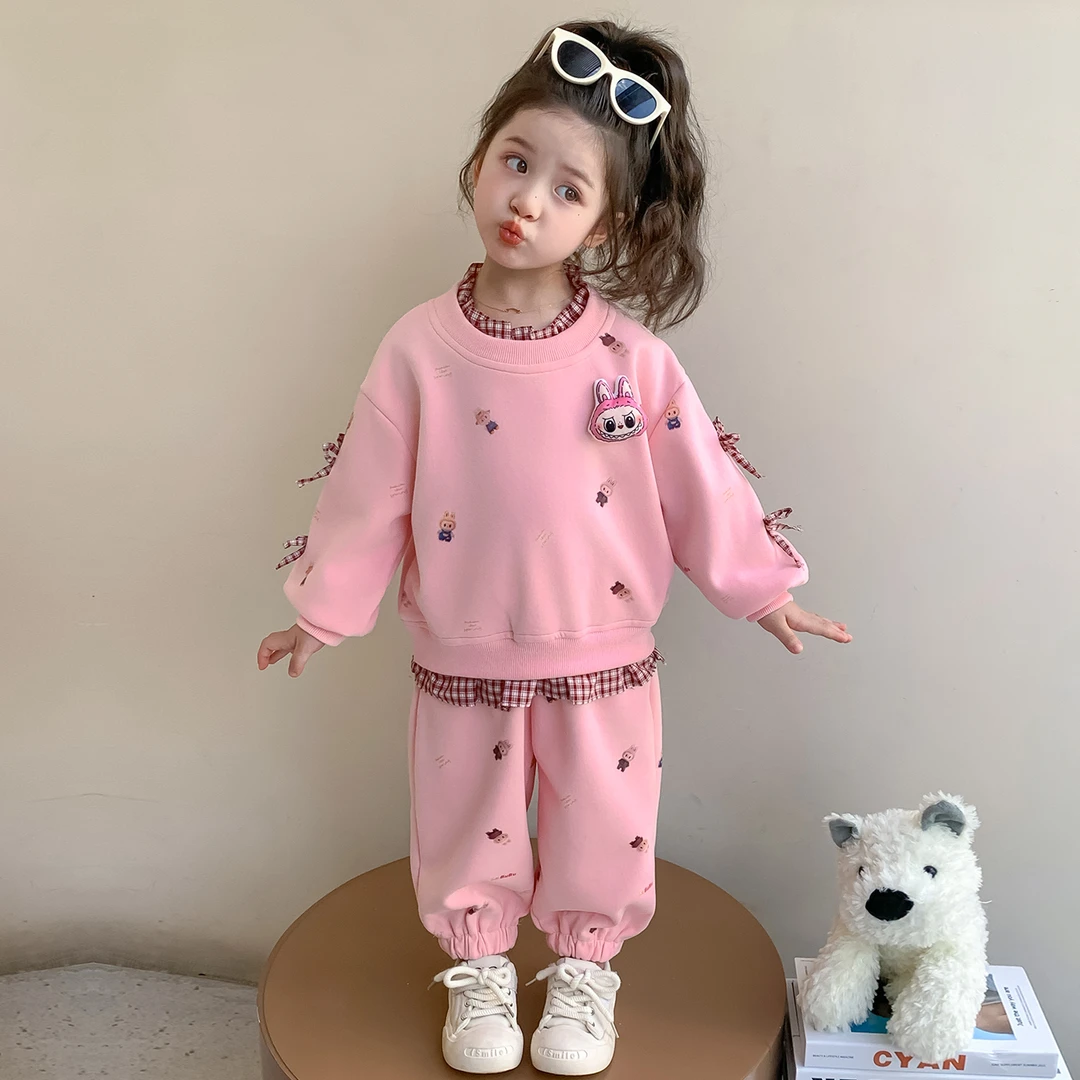 女童秋季卫衣套装2025新款儿童洋气时髦秋装女宝春秋款休闲两件套