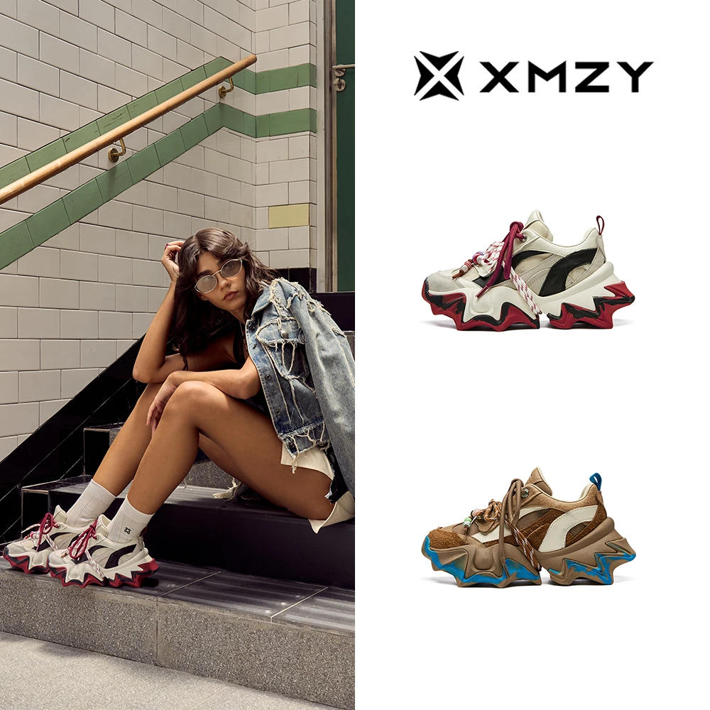 【烈焰-2X】XMZY2025秋新款原创时尚复古拼色设计感厚底老爹鞋女