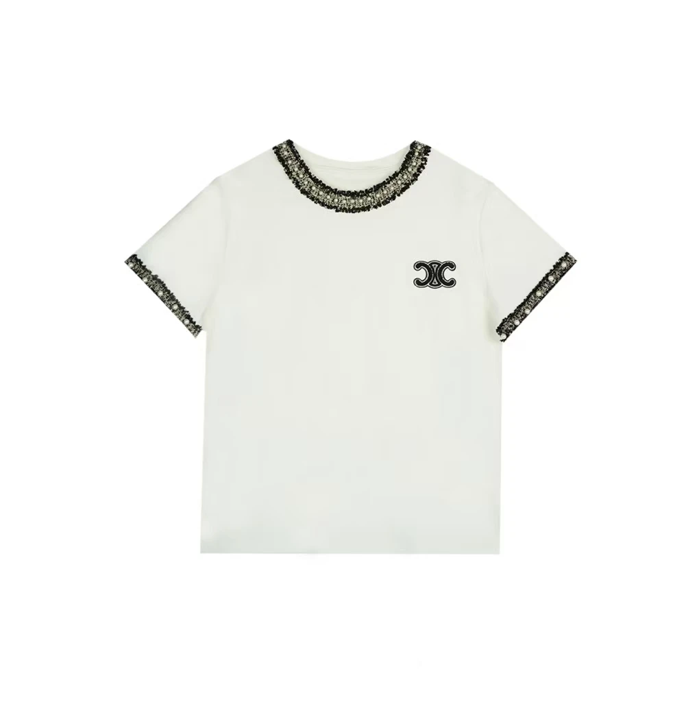 2025夏季新款重工拼接气质高级感百搭T恤上衣