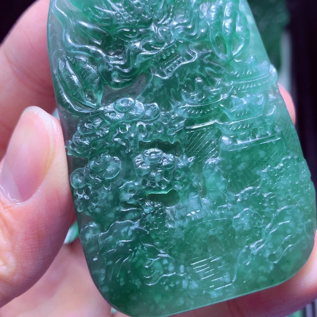 墨****定制翡翠未镶嵌天然翡翠A货毛货挂件