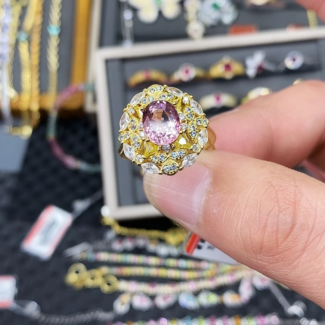 银S925镶嵌戒指碧玺