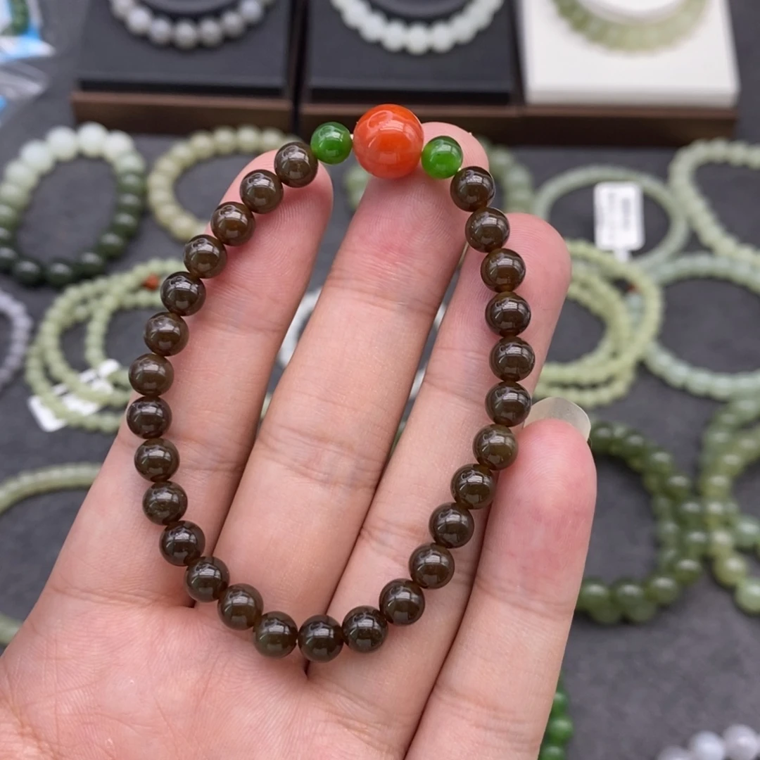 和田玉未镶嵌手链卡6糖料