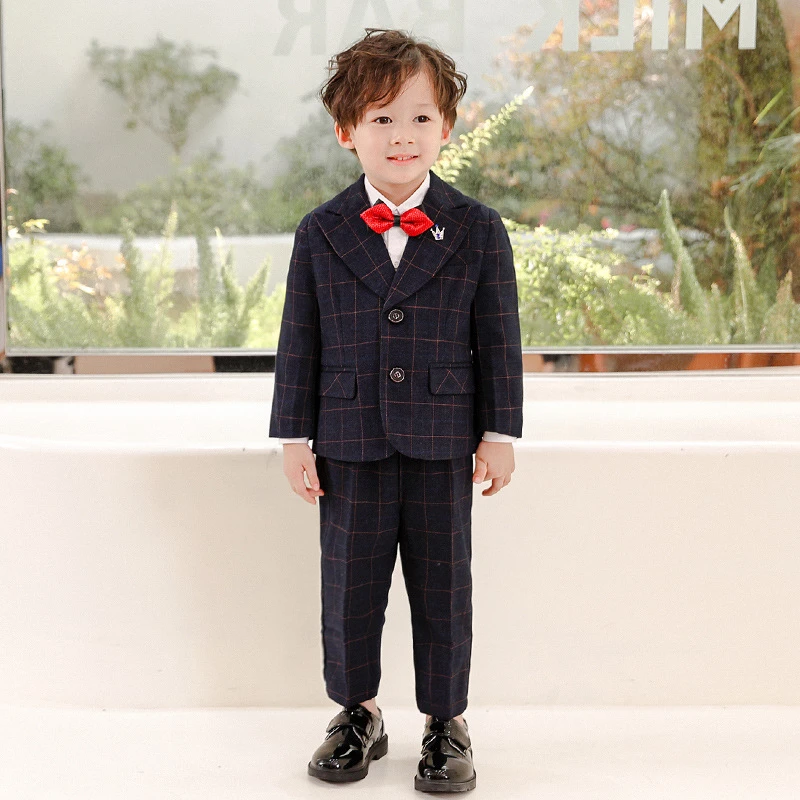 儿童西装套装男童英伦风宝宝生日服装儿童帅气主持人礼服花童礼服