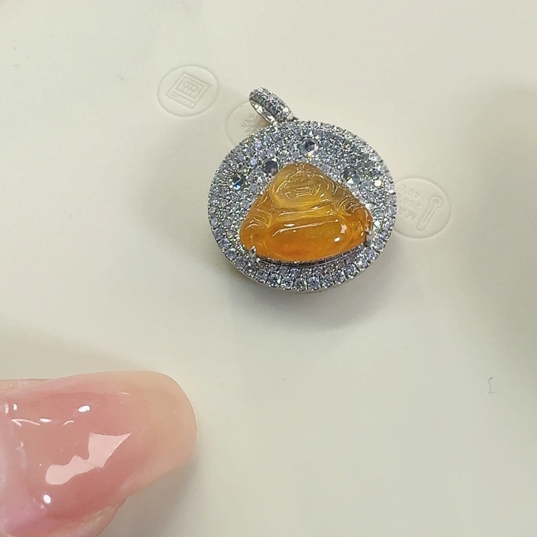 翡翠颈饰18K金镶嵌佛公