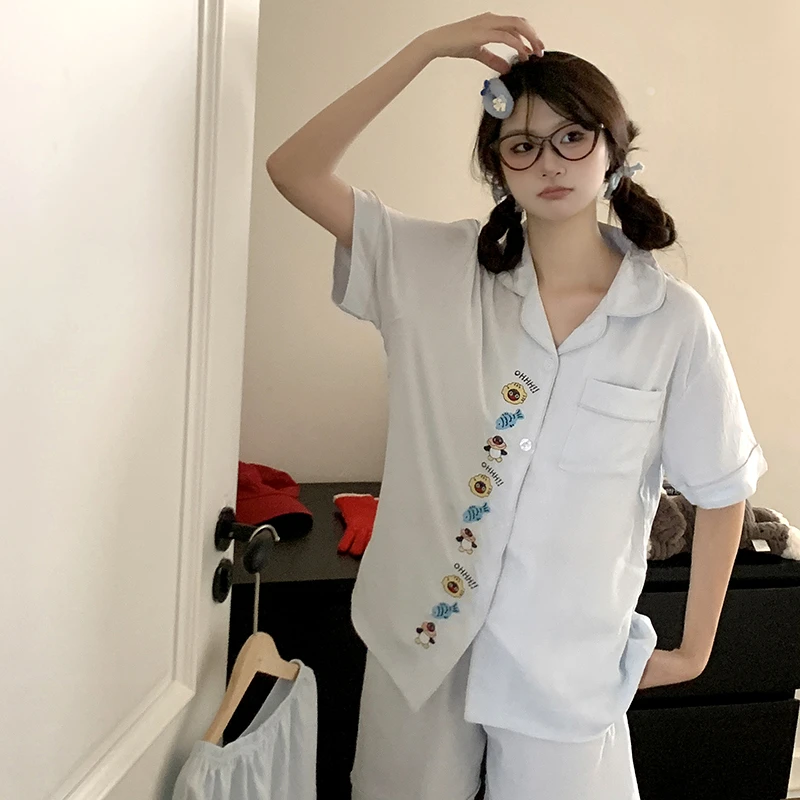 College ChicPINGU企鹅卡通日系学生爽肤云朵棉睡衣女夏季短袖可