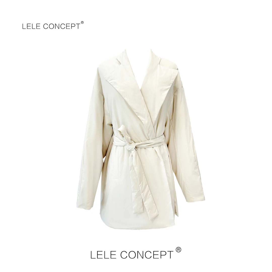 LELE CONCEPT｜「如一」薄款气质高级感翻领腰带棉服时装中长款Y0532
