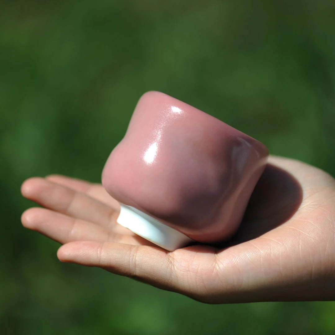 未名窑粉汝瓷自由肌单杯60ml景德镇手绘陶瓷茶杯男女用侘寂风茶器