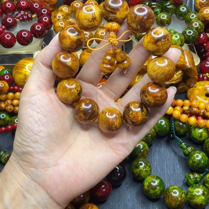 松木琥珀木文玩手串