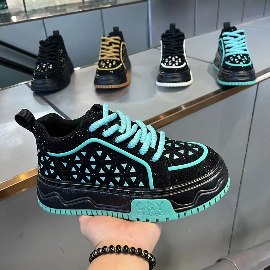 2025秋冬时尚手工烫钻潮流舒适厚底个性增高男款休闲鞋（皮鞋码）
