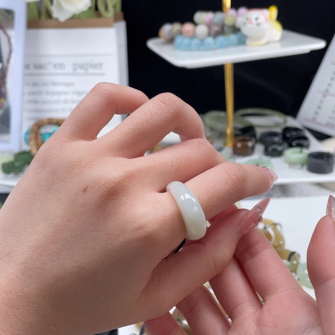 和田玉未镶嵌戒指o36暖白馒头18.0