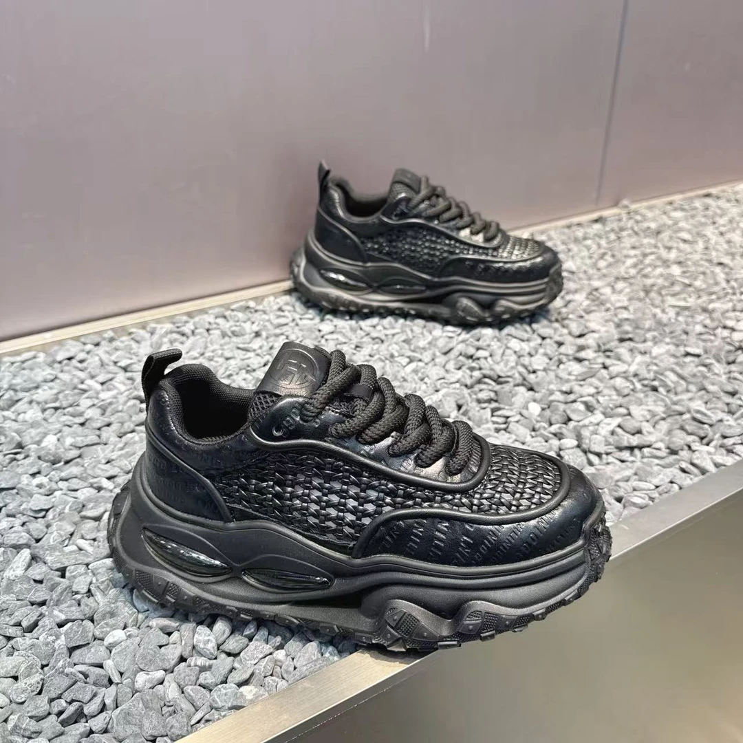 网面男鞋2025夏季新款时尚运动休闲鞋百搭软底轻便编织透气老爹鞋