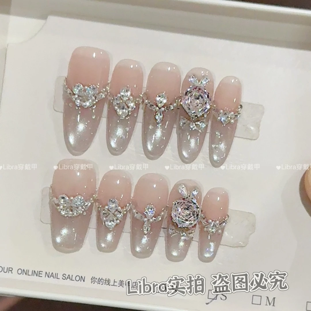 【千禧玫瑰】纯手工高定猫眼手工穿戴甲气质美甲百搭仙女款