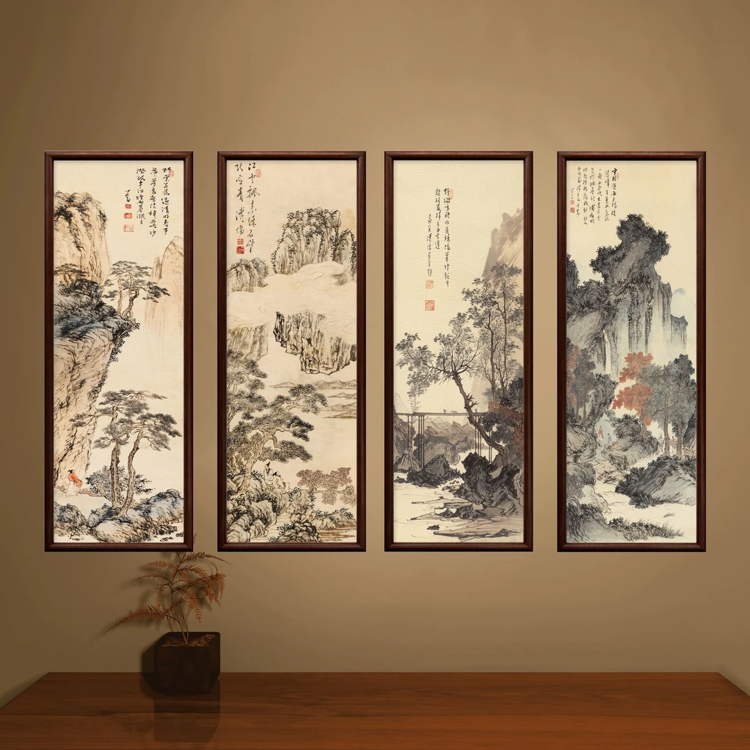 779- 35*95松林诗意玄关走廊书房茶室办公室实木装饰画