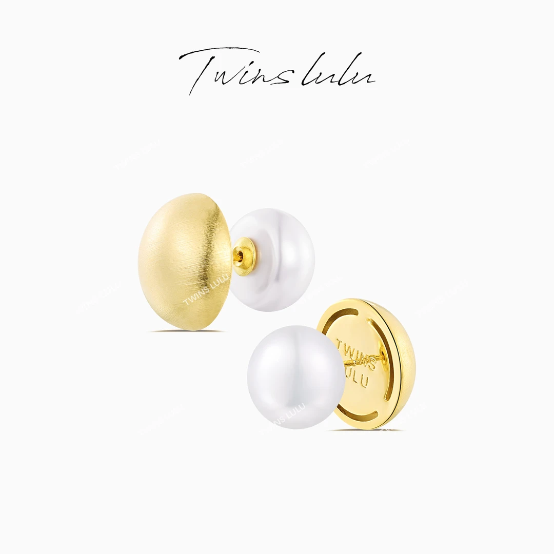铜合金仿珍珠耳饰 TWINS LULU 镀k金素颜神器双面珠耳环TSL716