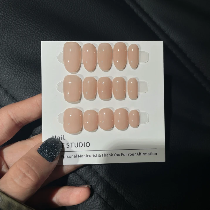 ｜Moon｜许研同款温柔纯欲穿戴甲气质简约裸色纯手工裸肤纯色冰透色