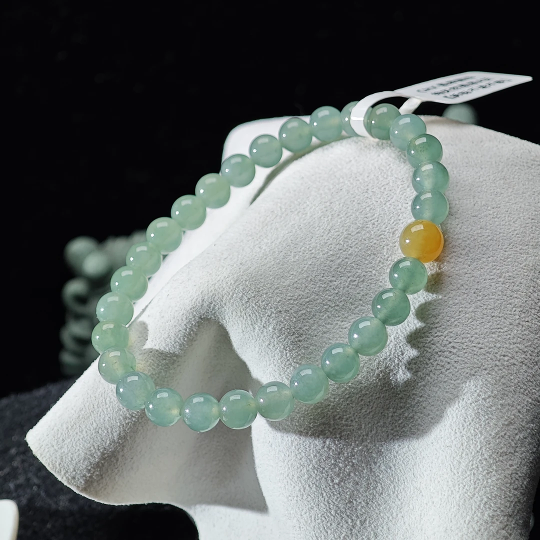 [单品]A1831(卡6.4 )天然缅甸翡翠圆珠手串冰种A货国内现货可鉴赏