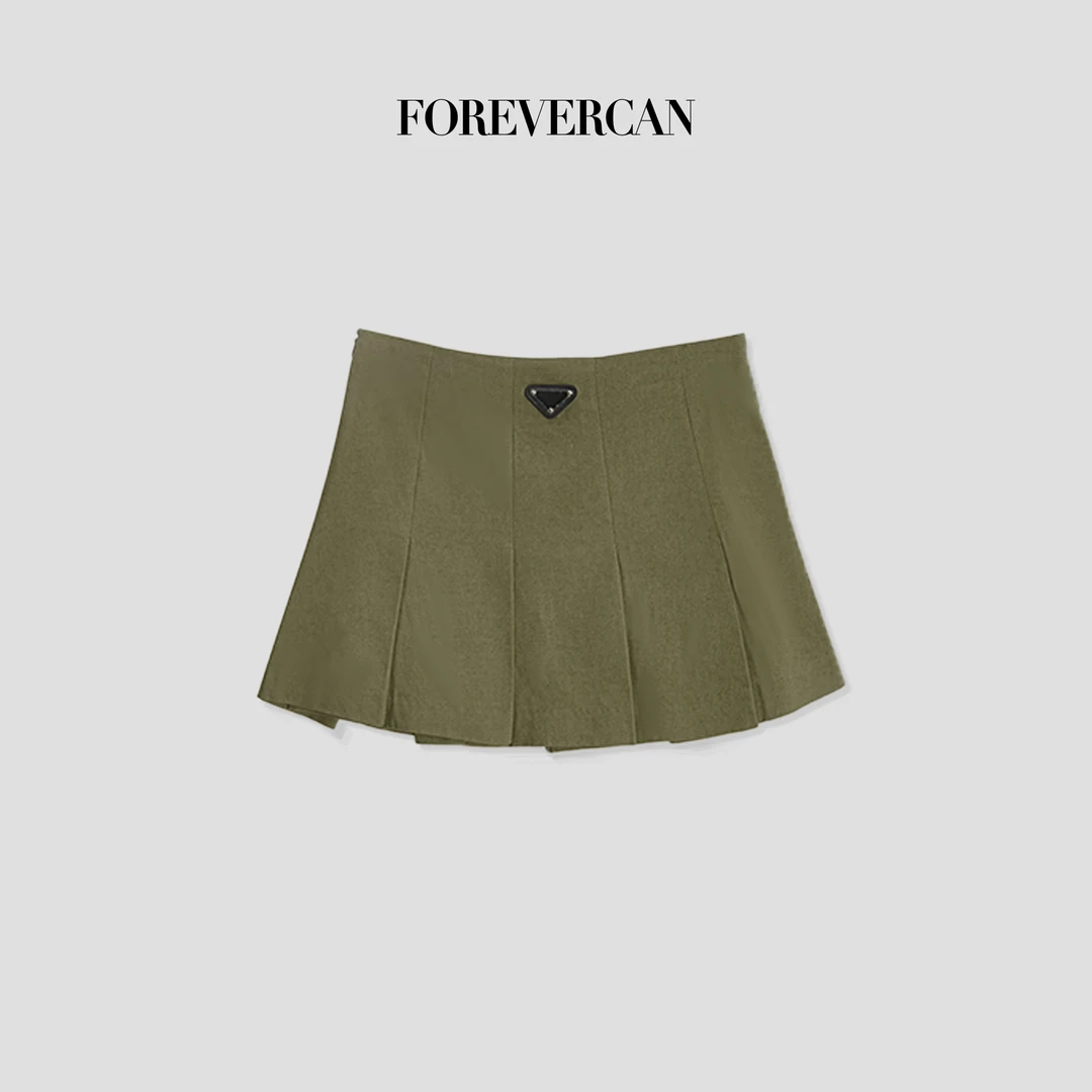 FOREVERCAN“工装回潮”P家百搭高腰百褶半身裙 SD21288