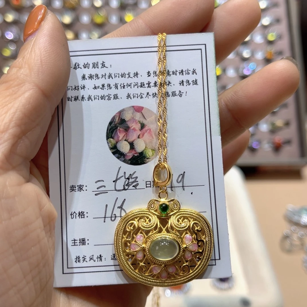 岫玉戒指银S925镶嵌三****?戒指