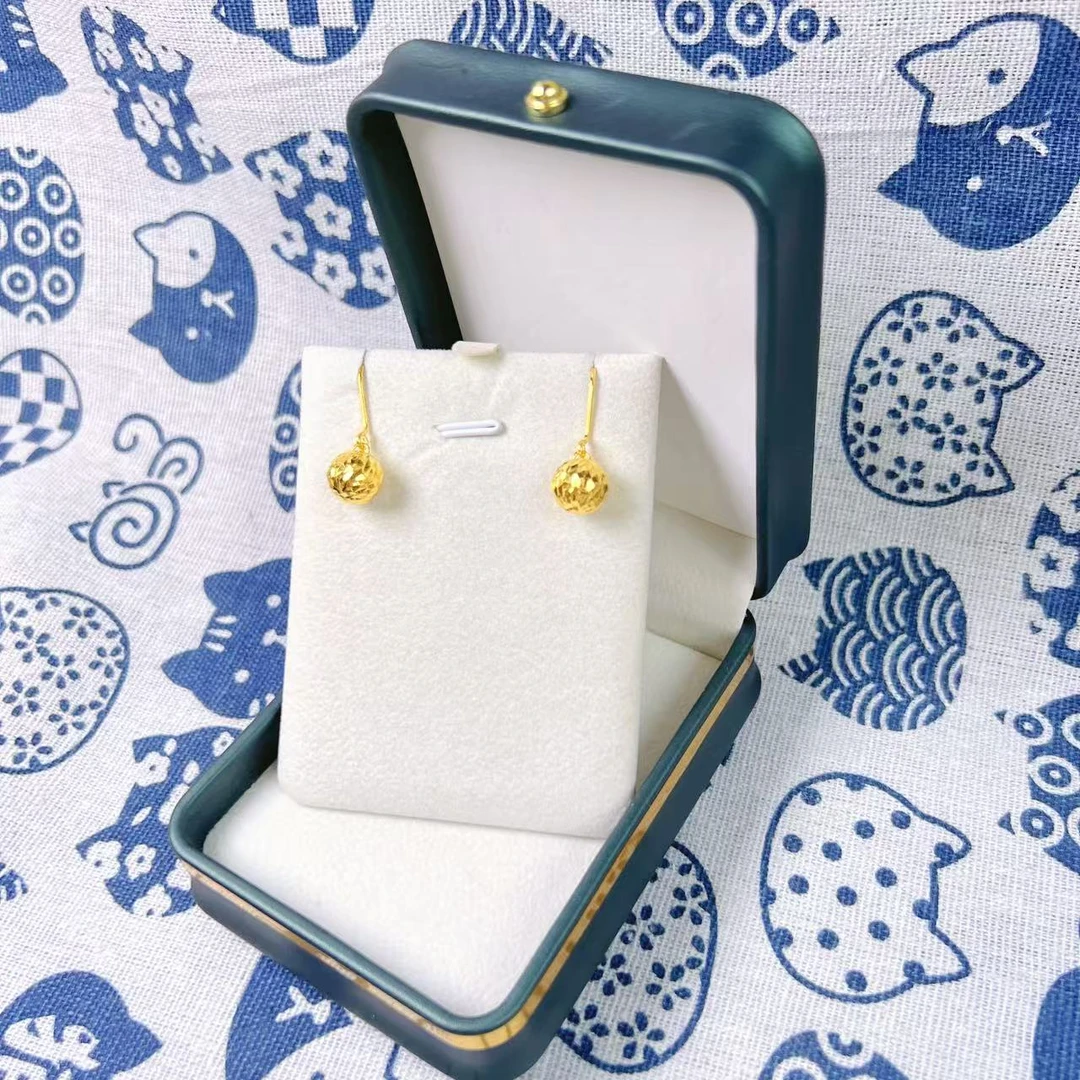 金御缘0工费足金镭射耳球气质时尚百搭经典精致素款简约轻奢