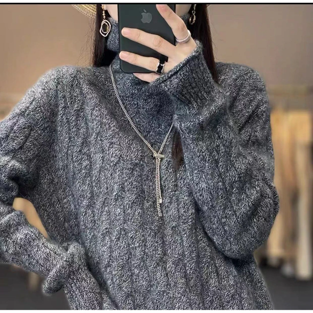 ZHANGLIXI 秋冬气质女士百搭保暖100%纯羊毛衫YM-QHBMJ-6002