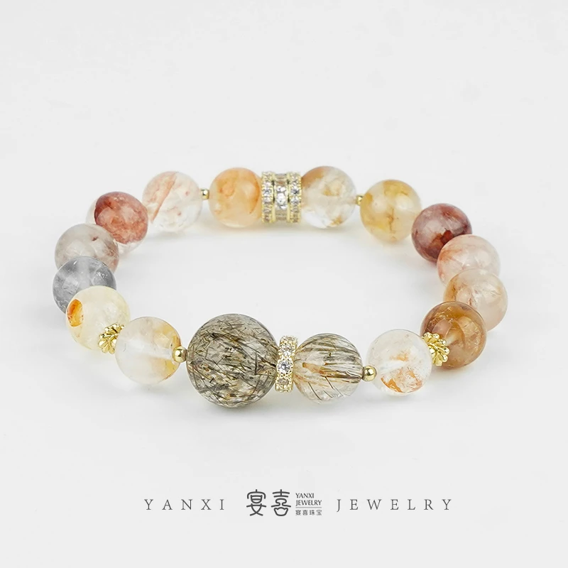 【日进斗金】葫芦黑金超七✖锦鲤红胶花水晶手串礼盒装 多样性发其一