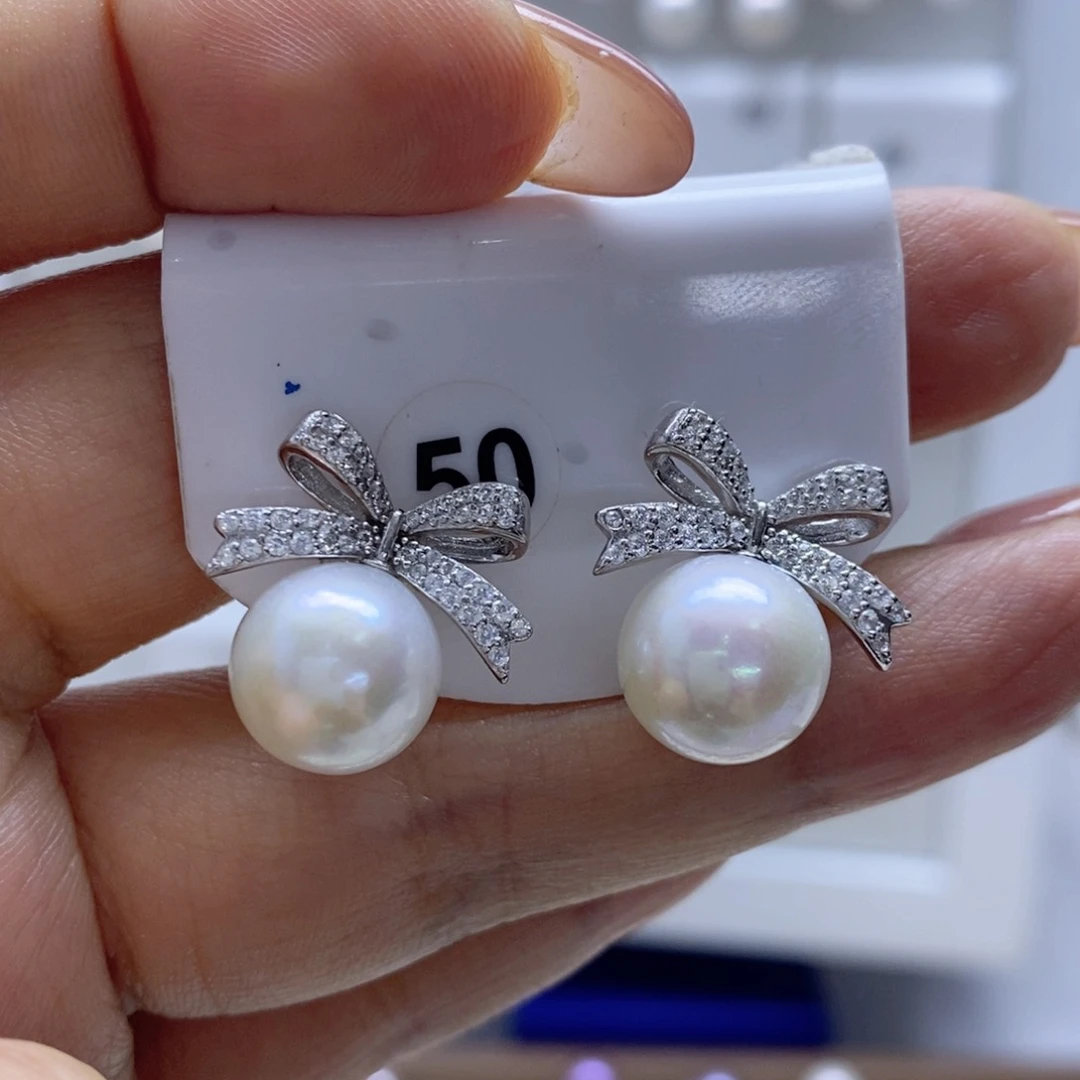 淡水珍珠耳饰银S925镶嵌