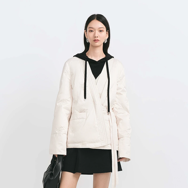 【商场同款】HPLY荷比俪冬女芭蕾绣花系宽松羽绒服HZE41560212