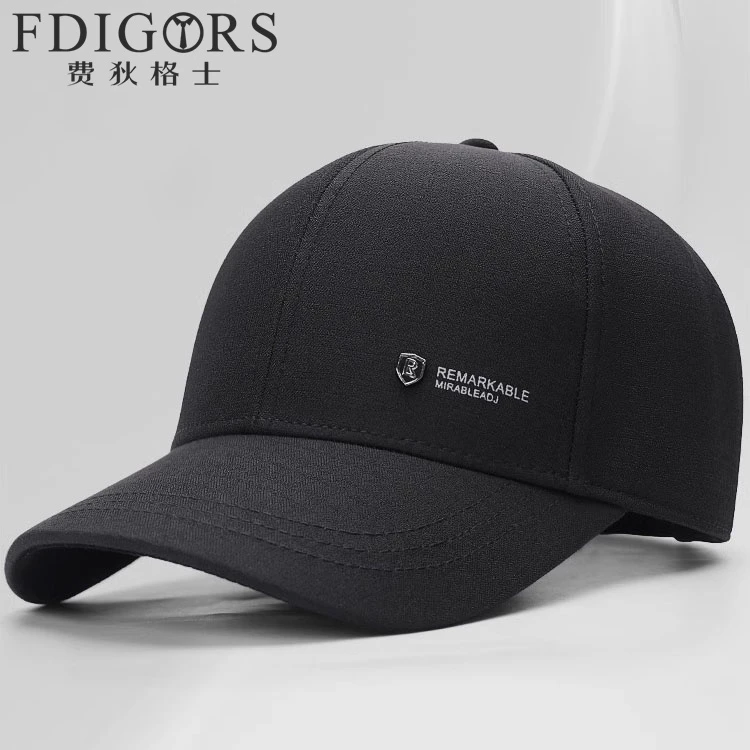 FDIGORS方圆脸帽子男款秋冬黑色硬顶户外高级感棒球帽钓鱼鸭舌帽