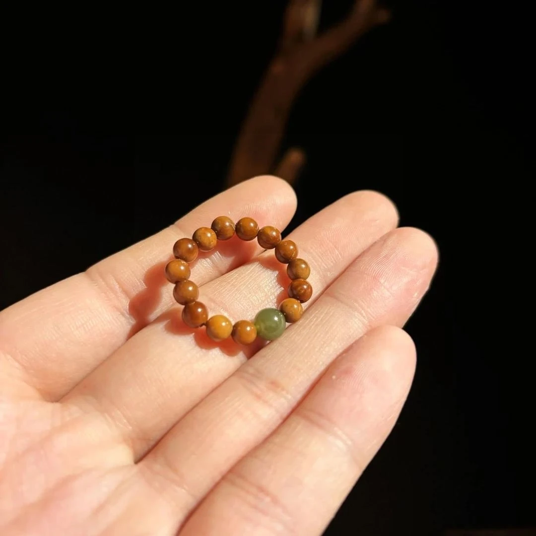 精品高抛库克单圈小指环和田玉戒指跑环圆珠精致小圈手捻文玩菩提