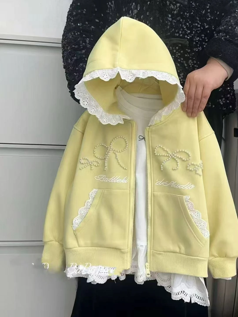 女童2025春秋新款百搭休闲运动长袖连帽外套