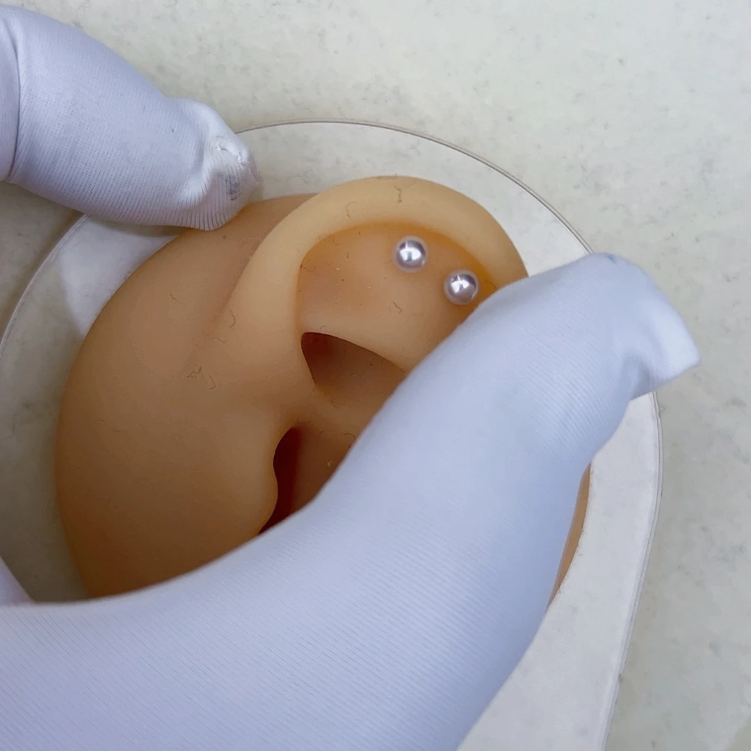 海水珍珠海水akoya天女耳钉3-4mm银S925镶嵌