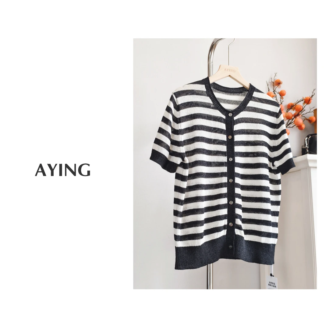 AYING  女夏  干爽透气百搭显瘦和纸纱开衫短袖