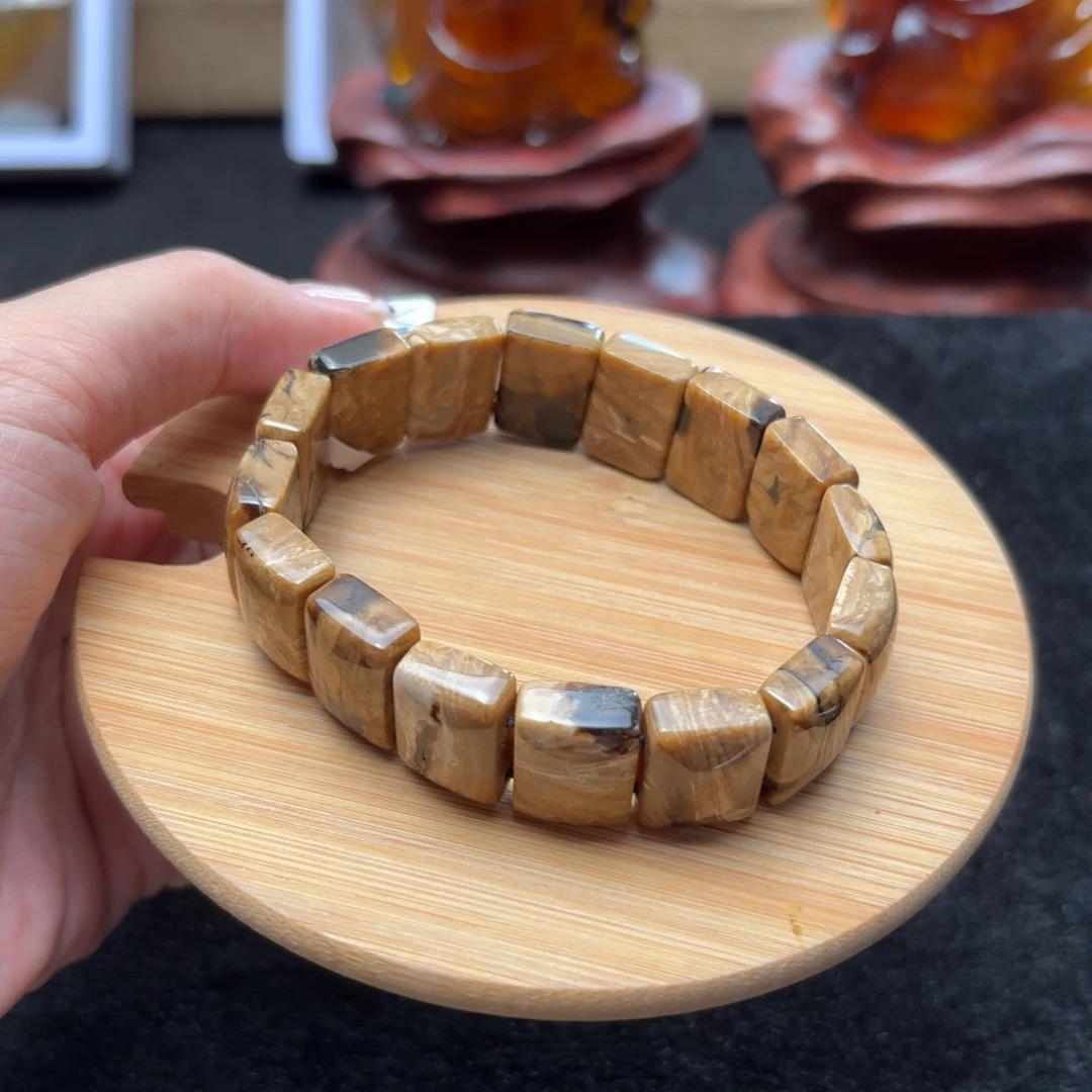 琥珀未镶嵌珠宝奇石15*11水墨妖花根手牌