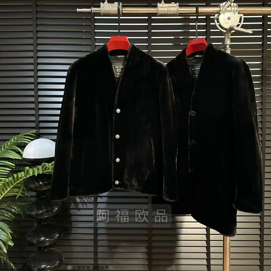 男士高奢钻石绒感V领道袍外套【加厚款】秋冬