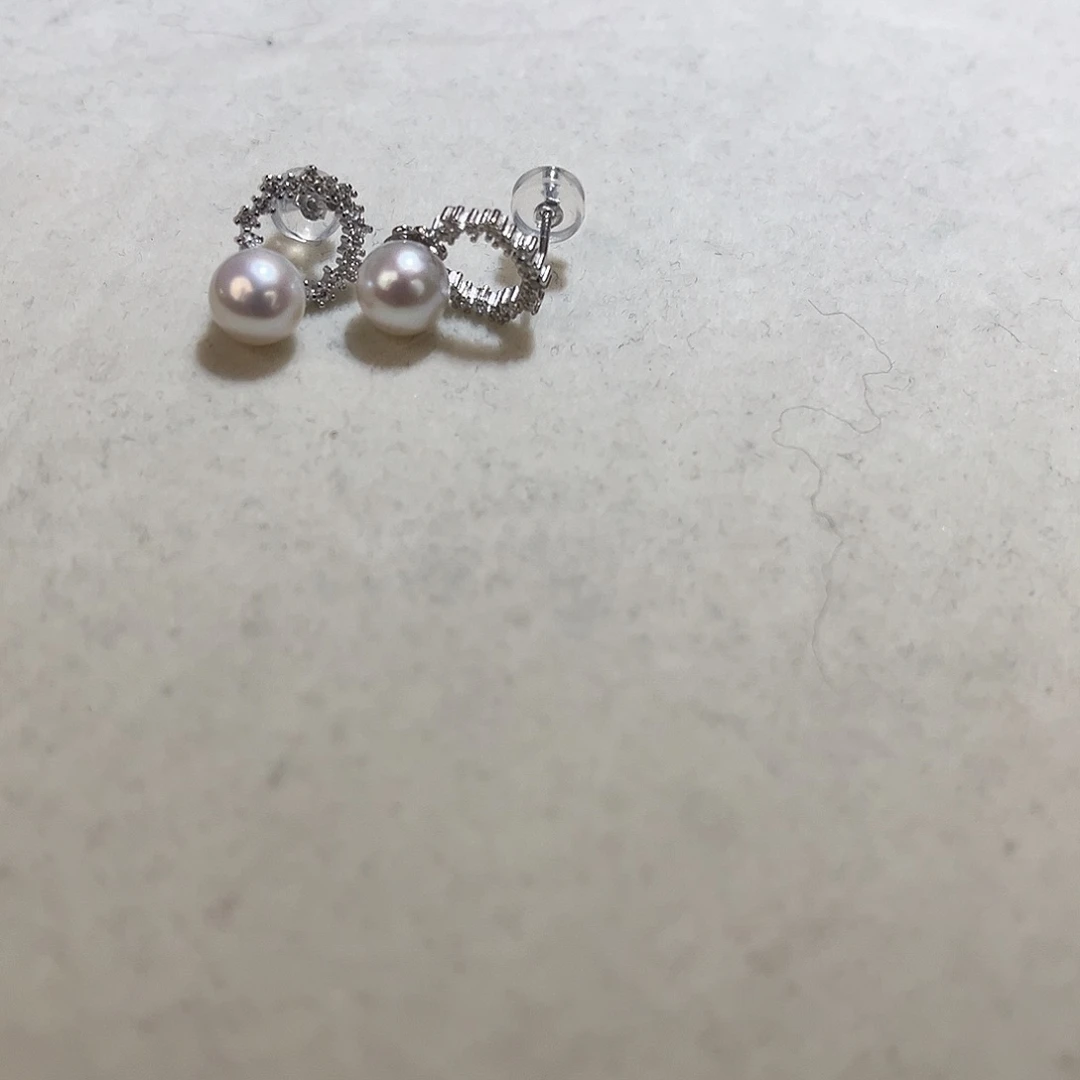 淡水珍珠银S925镶嵌耳饰