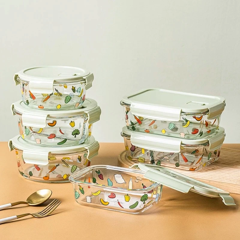 且陶 卡通带盖高硼硅玻璃保鲜盒饭盒