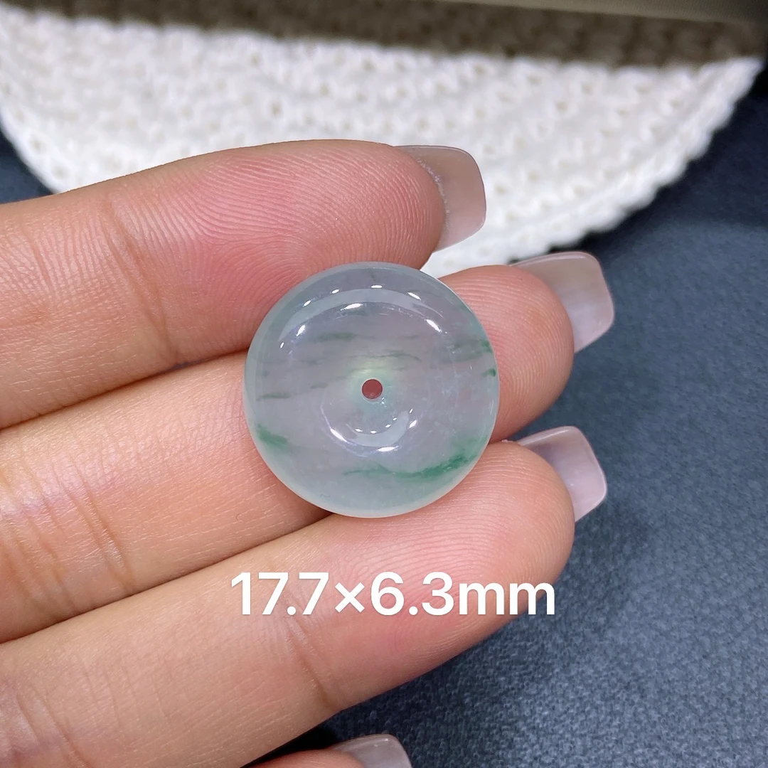 缅甸天然A货翡翠 老坑冰种灵动飘花平安扣吊坠 玉质细腻 k007