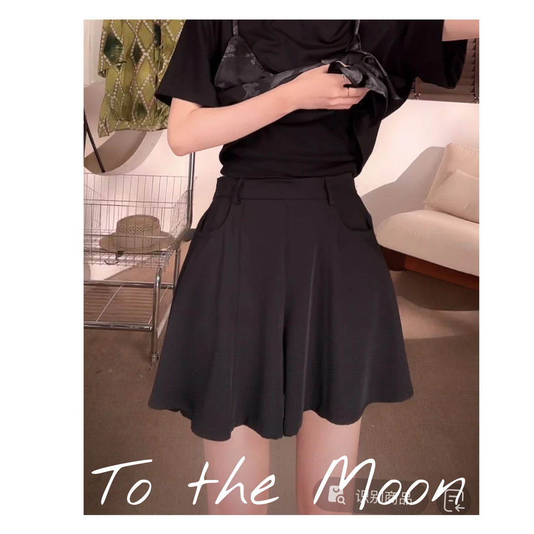 UpSd 原创【跳舞】假两件超遮胯短裤醋酸缎短裤时尚西装显高夏季