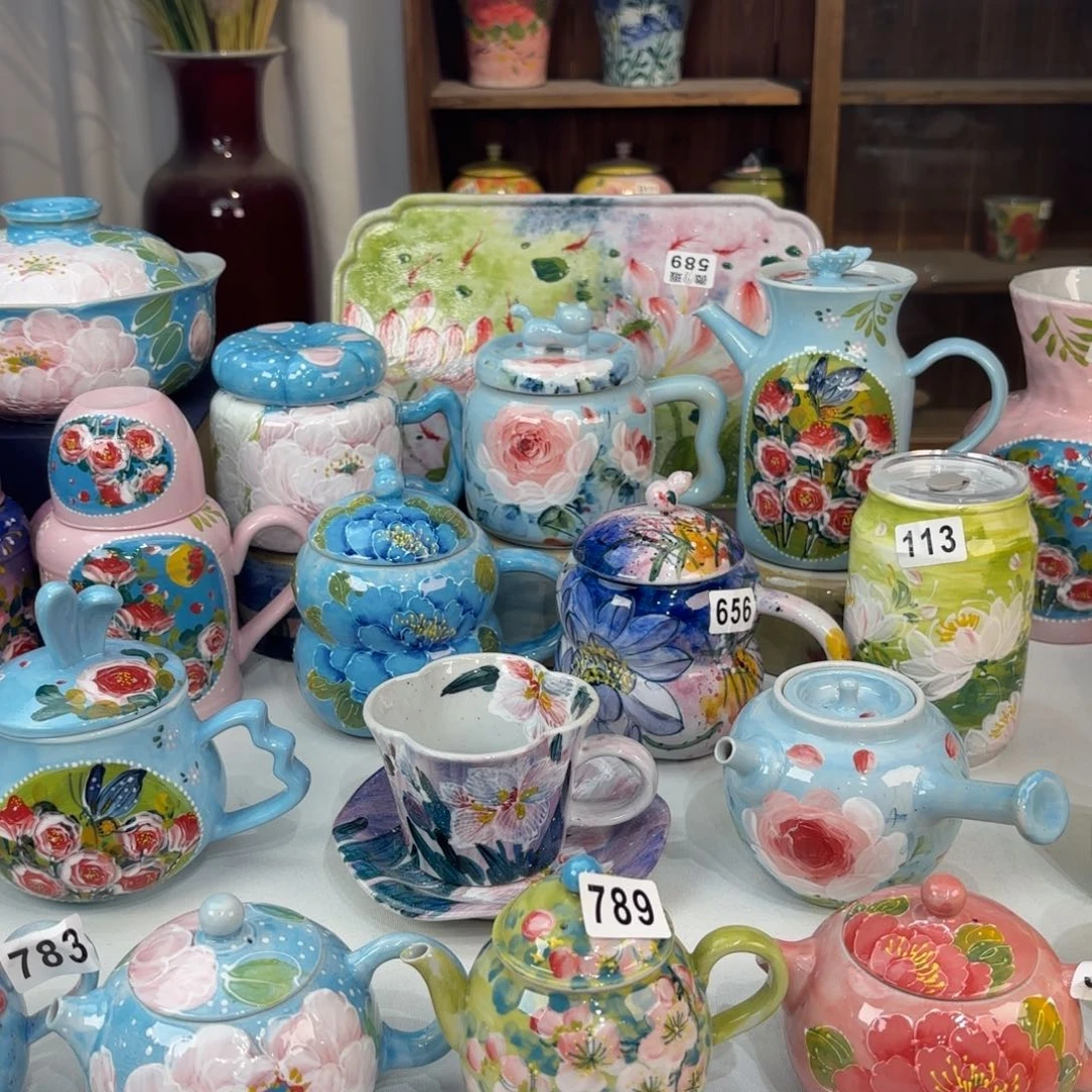 景德镇手绘高温釉下彩陶瓷茶具