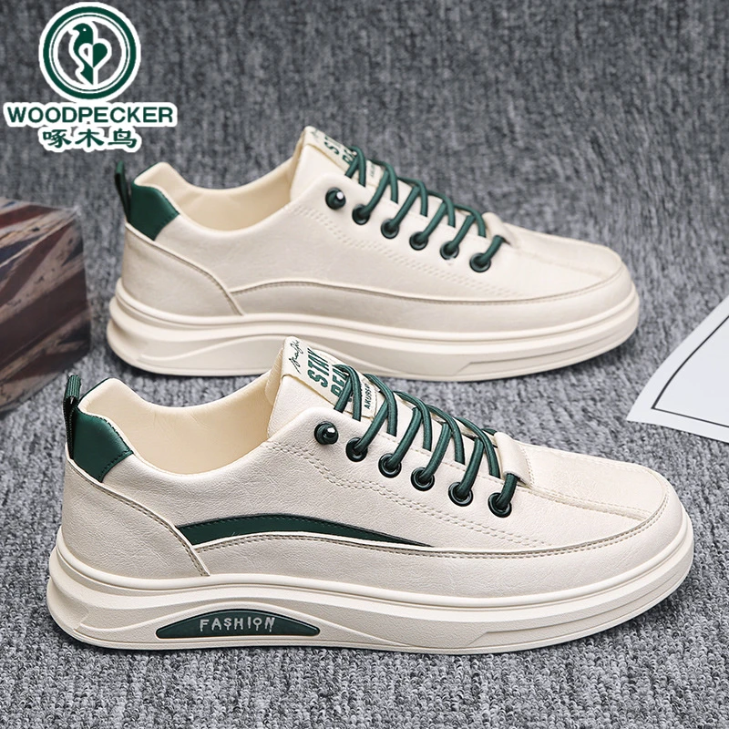 【正品】啄木鸟2025新款男士春夏季时尚百搭休闲运动潮流小白板鞋