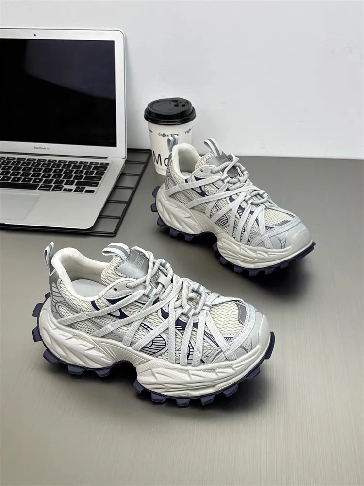 2025春季厚底新款时尚绑带增高透气休闲运动潮鞋