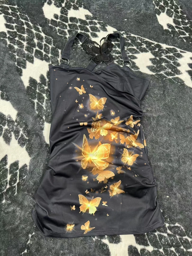 【K2-1】亚文化幻蝶豹纹弹力套装