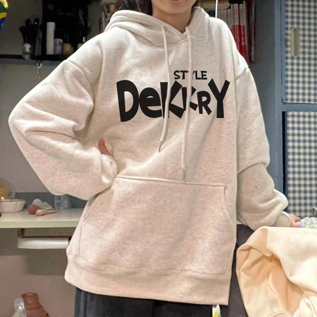 Labzaa涂鸦创意字母印花连帽卫衣男女秋冬季百搭宽松情侣款上衣