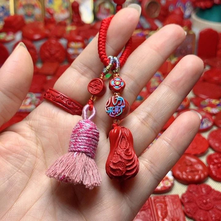 天然辰砂工艺品朱砂包包挂