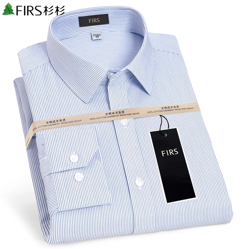【全棉成衣免烫】杉杉秋季男式长袖条纹衬衫商务休闲宽松中青年衬衣