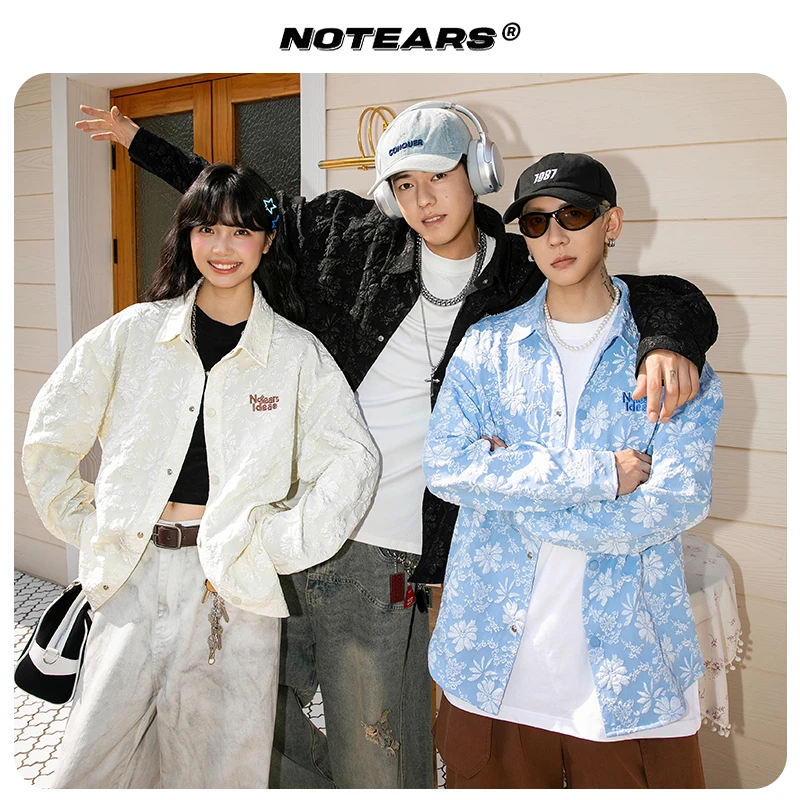 【立体浮雕花卉】字母刺绣秋季小众休闲复古衬衫外套情侣款上衣2605