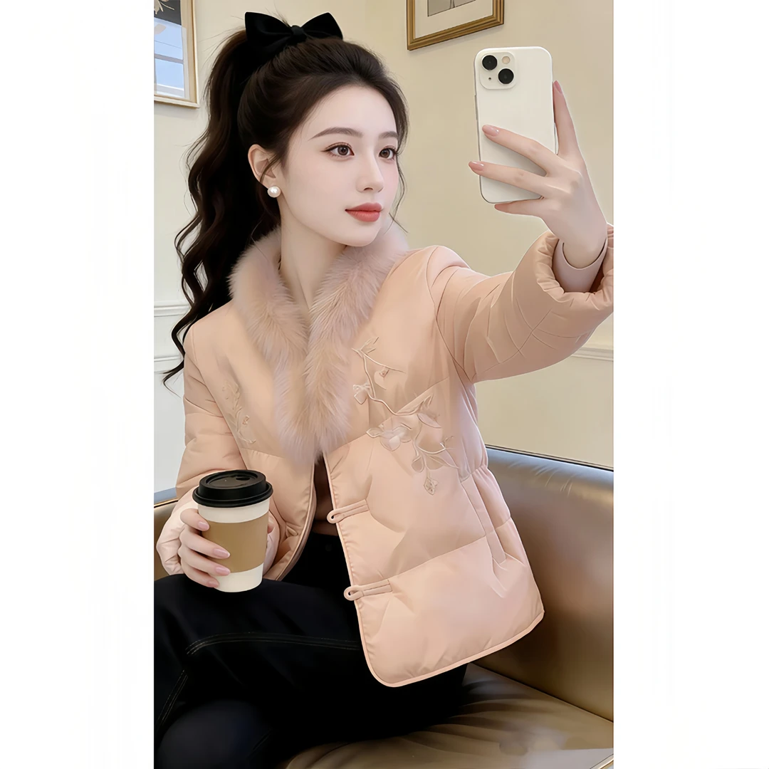 新中式国风刺绣棉服女冬新款高级感保暖外套女