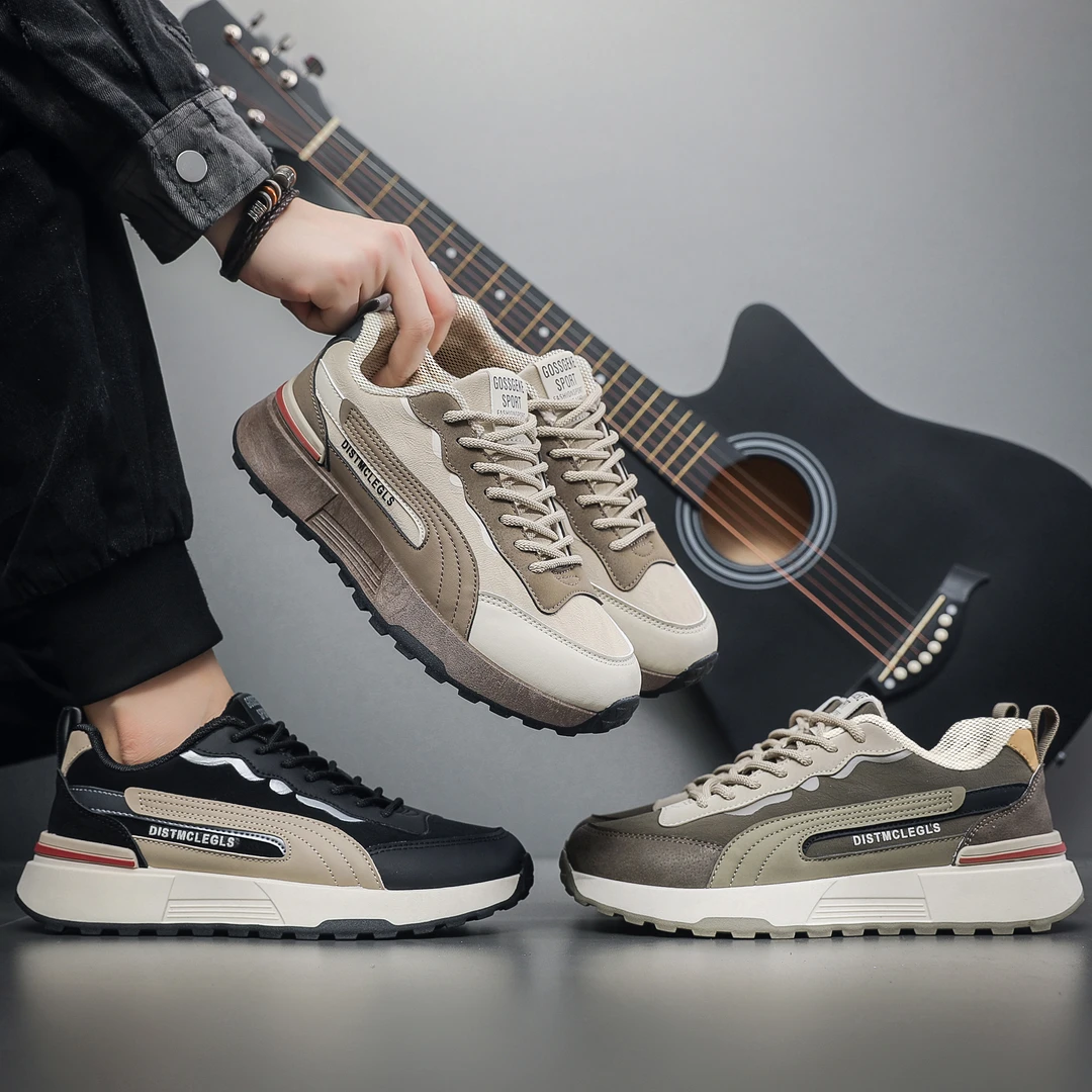 【拼色加厚休闲鞋】秋冬新款厚底时尚运动潮鞋潮流阿甘鞋-2501