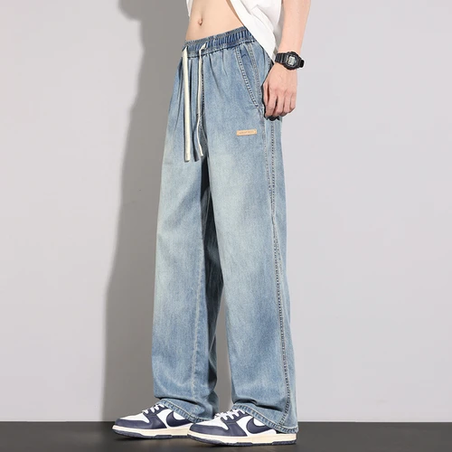 男裤爆款潮流韩版夏季薄款潮直筒宽松休闲阔腿裤冰丝长复古